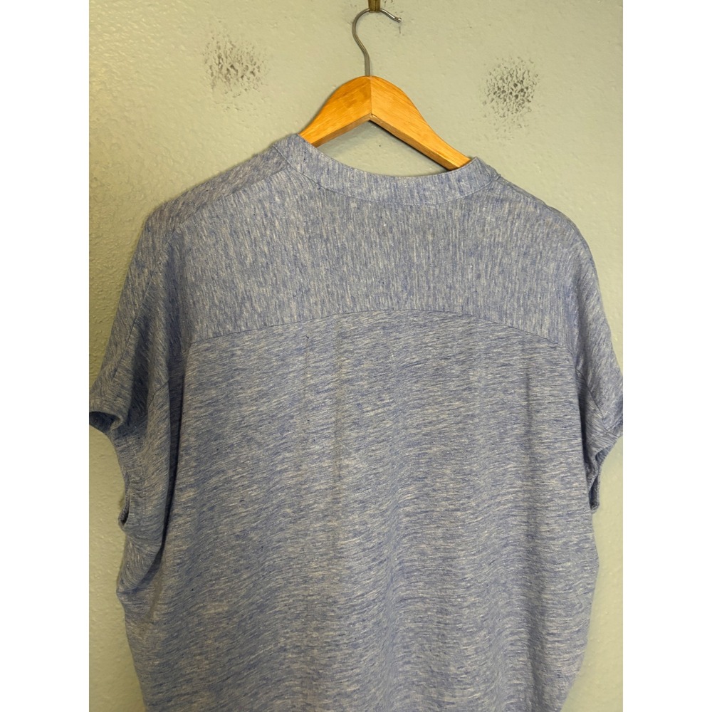 J Mclaughlin Blue Heathered Split Neck Short Slee… - image 6